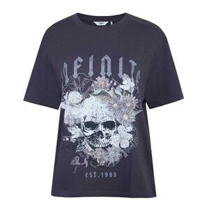 Firetrap Womens/Ladies Flower Skull Crew Neck Regular T-Shirt / Blue